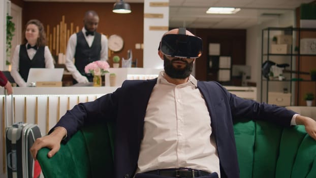 Middle eastern manager using vr glasses