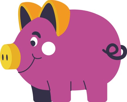 Pig character for coins, piggy bank container