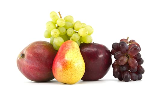 Fresh healthy fruits isolated on white background