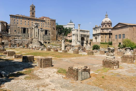 View of the Basilica Julia in the forum of Rome
