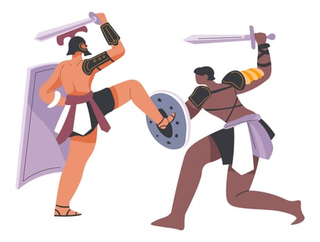 Gladiator tournament, battle or fight warriors