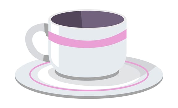Cup of coffee or tea, dishware mug and plates