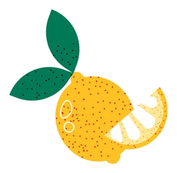 Lemon fruit, citrus with leaf, product vector