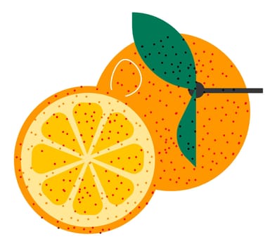 Orange ripe fruit with leaf, tasty organic food