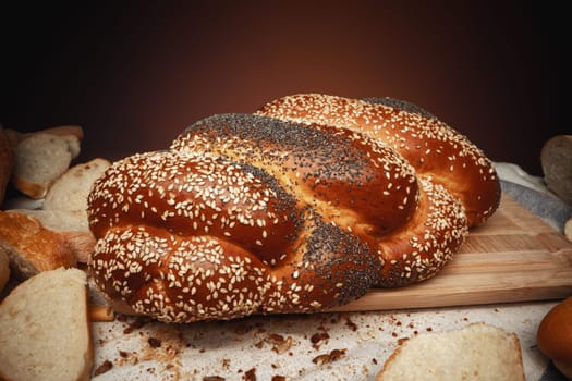 Macro shot of freshly baked bread loaf