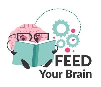 Feed your brain, mind character reading books