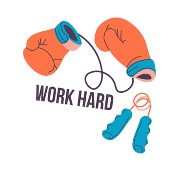 Sports and working out, boxing work hard logo