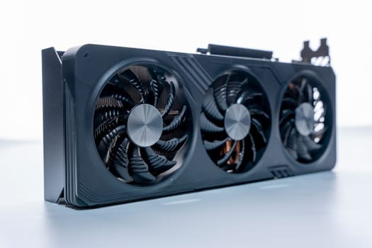 modern powerful gaming graphics card for a computer with three fans