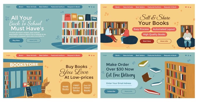 Web banner set with online book store advertising