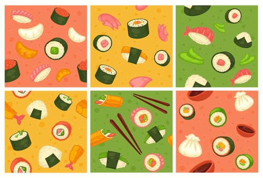 Decorative pattern set with japanese sushi menu