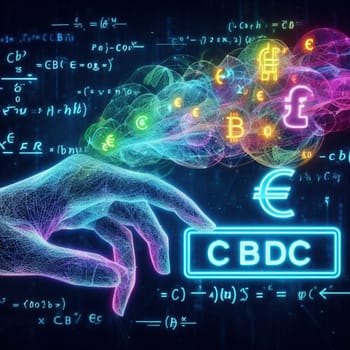 central bank digital currency and crypto signs graphic virtual money concept