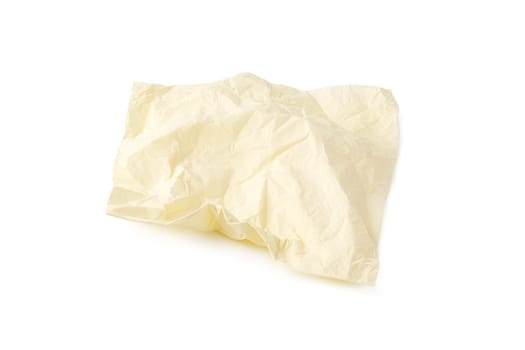 Crumpled paper napkin isolated on white background