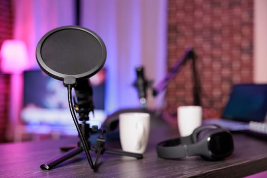 Podcast microphone used to record show