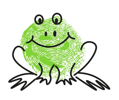 Thumbprint drawing of frog or toad animal vector