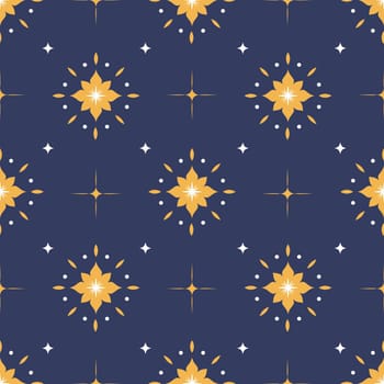 Glowing star and rays seamless pattern or print