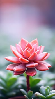 A red flower is growing in a pot, AI