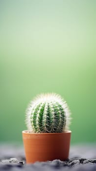 Small cactus in a pot on a green background, AI