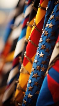 A row of nautical flags with stars and stripes, AI