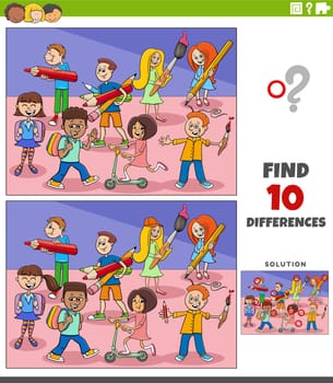 differences activity with cartoon pupils children characters