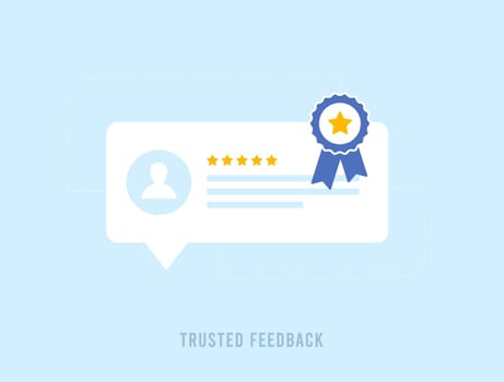 Trusted Feedback concept. Real customer Reviews with verified feedback. Customer Satisfaction Rating reviews stars with good and bad rate. Vector illustration isolated on white background with icons