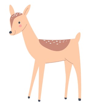 Small deer animal portrait, cute mammal vector