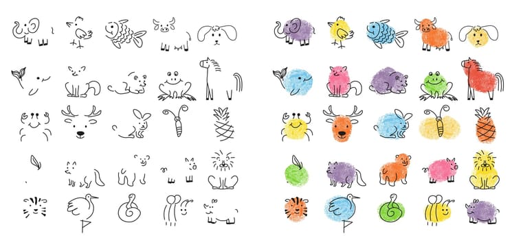 Finger drawing for kids, animals and characters