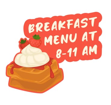 Breakfast menu from 8 till 11 am, banner from cafe