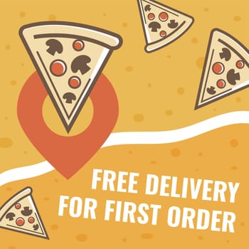 Free delivery for first pizza order, promo banner