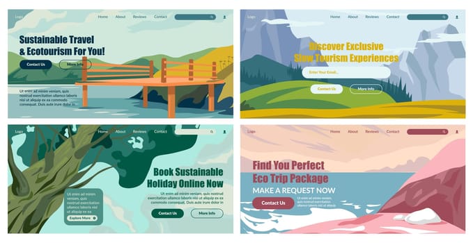 Eco tourism advertising at web banner set