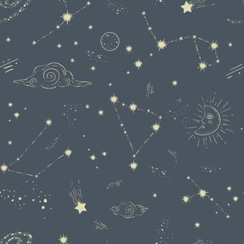 Starry sky with constellations and figures print