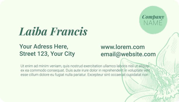 Company name on business card, elegant design