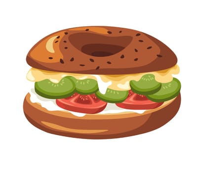 Snack with cheese and veggies, sandwich vector