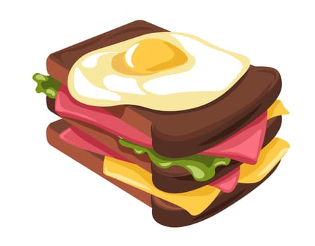 Home made sandwiches with fried egg and veggies
