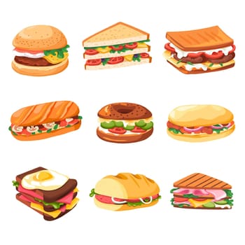 Sandwiches and snacks, fast food dishes and meals