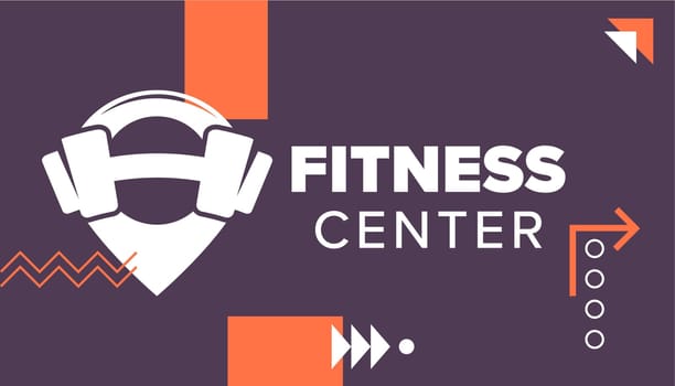 Fitness center, business card of gym with logo