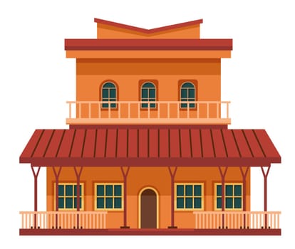 Western architecture, building made of wood vector