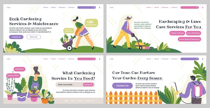 Web page set for gardening service advertising