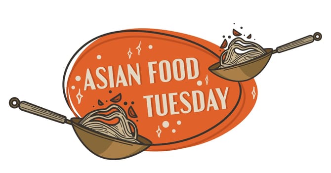 Asian food on Tuesday, restaurant offer label