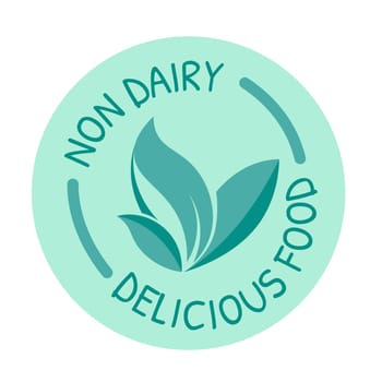 Non dairy delicious food, product label emblem