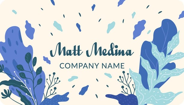 Company name on business card, foliage prints