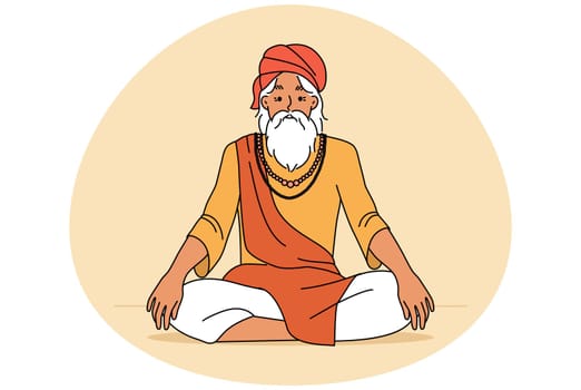 Old man yogi in lotus position