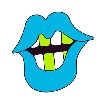 Doodle mouth and lips with colored teeth vector