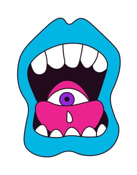 Doodle abstract character, mouth and eye vector
