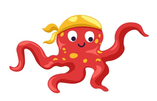 Marine character wearing pirates hat, octopus