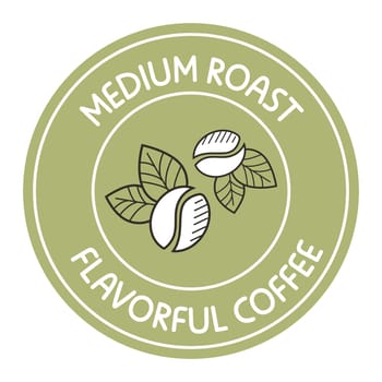 Medium roast flavorful coffee, label of product