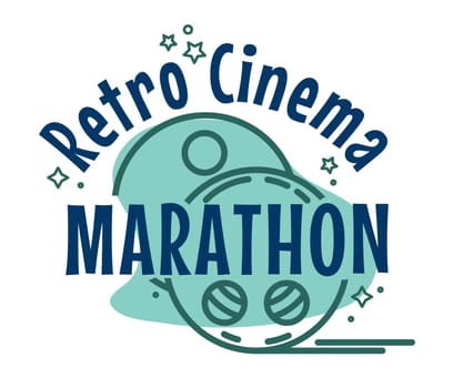 Retro cinema marathon film night recreation vector