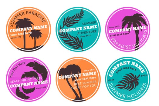Round label design set with summer resort company