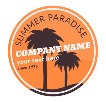 Summer paradise, company name and logotype vector