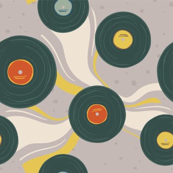 Old vinyl plates with music and compositions print