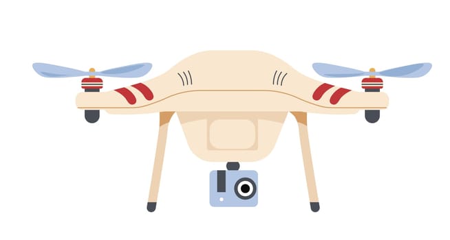 Drone with camera and wings propellers, vector